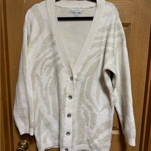 sofia by sofia vergara Cream and Beige Patterned Button Cardigan